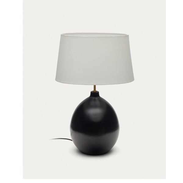 Černobílá stolní lampa s textilním stínidlem (výška 72 cm) Foixa – Kave Home-image-4