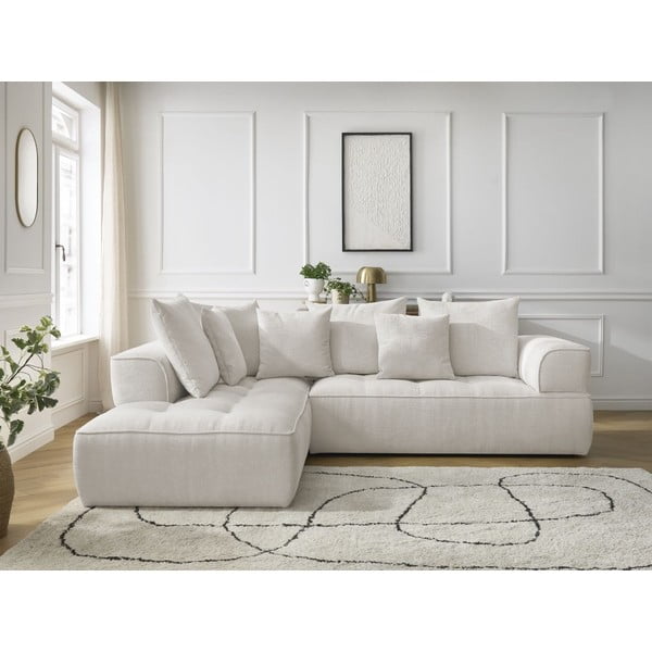 Béžová žinylková rohová pohovka (levý roh/do L) Whesley – Bobochic Paris-image-1