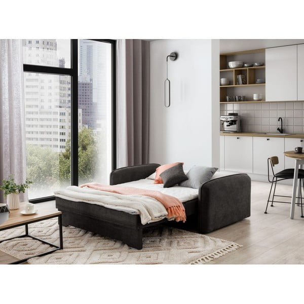 Tmavě šedá žinylková rozkládací/s úložným prostorem pohovka 155 cm Laine – ELTAP-image-4