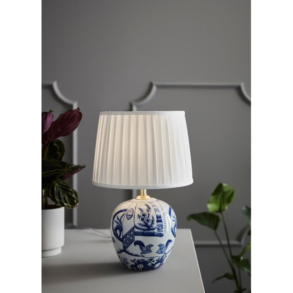 Modro-bílá stolní lampa Markslöjd Goteborg, výška 48 cm-image-1