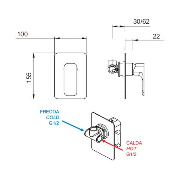 Podomítková sprchová baterie ve zlaté barvě (1 výstup) Spy – Sapho-image-1