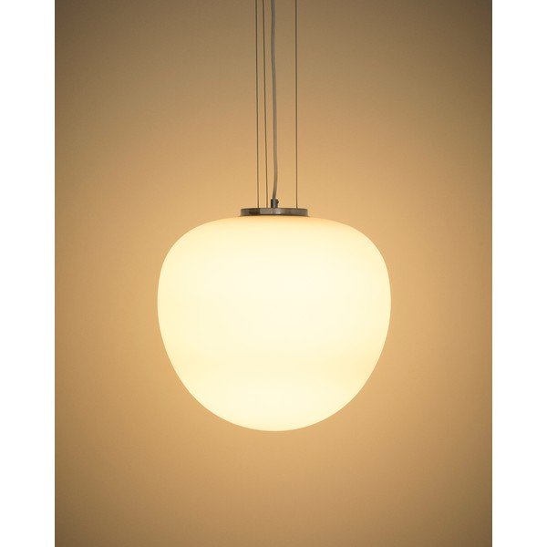 Bílé závěsné svítidlo se skleněným stínidlem ø 40 cm Ardali – Kave Home-image-1