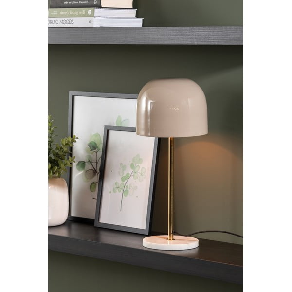 Krémová stolní lampa s kovovým stínidlem (výška 50 cm) Manta – Leitmotiv-image-1