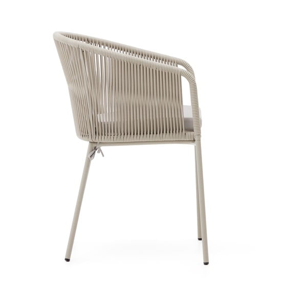 Krémová kovová/polstrovaná zahradní židle Yanet – Kave Home-image-3