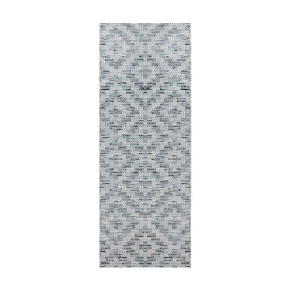 Modro-šedý běhoun vhodný do exteriéru Elle Decoration Curious Creil, 77 x 200 cm