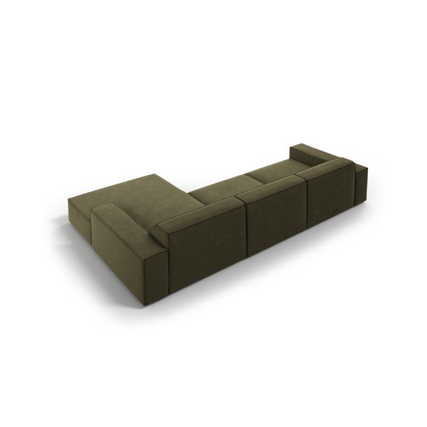 Khaki sametová modulární rohová pohovka (pravý roh/s lenoškou) Jodie – Micadoni -image-3