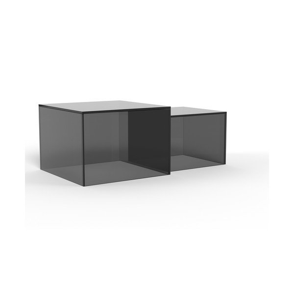 Šedé skleněné konferenční stolky v sadě 2 ks 50x50 cm Dice – Actona-image-4