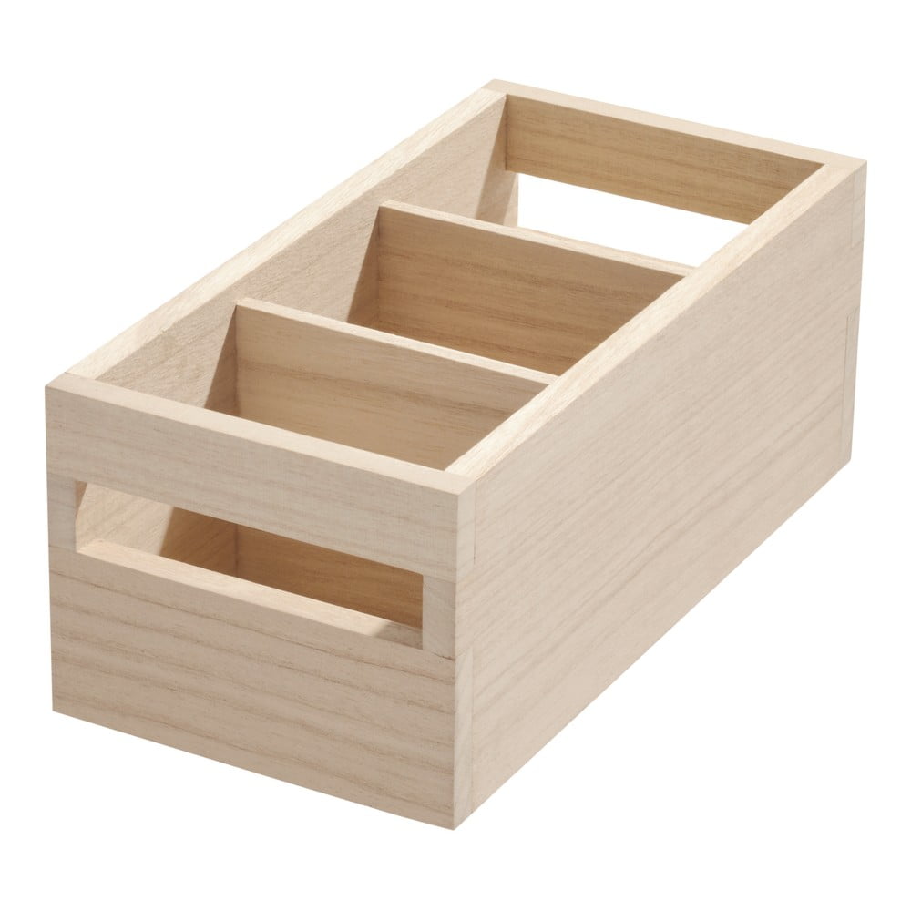 Úložný box ze dřeva paulownia iDesign Wood Handled, 12,7 x 25,4 cm