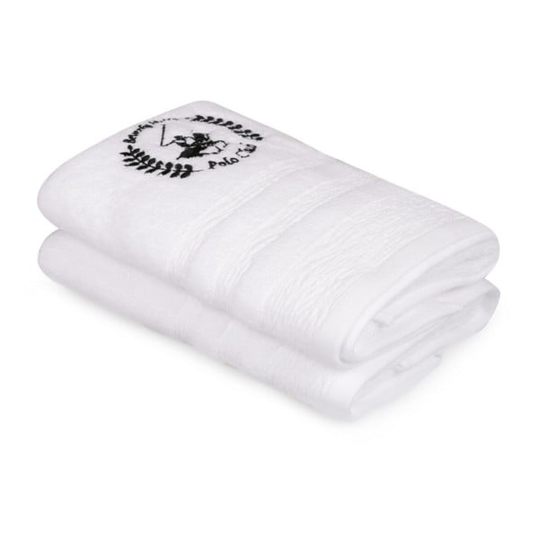 Sada dvou bílých ručníků Beverly Hills Polo Club, 100 x 50 cm