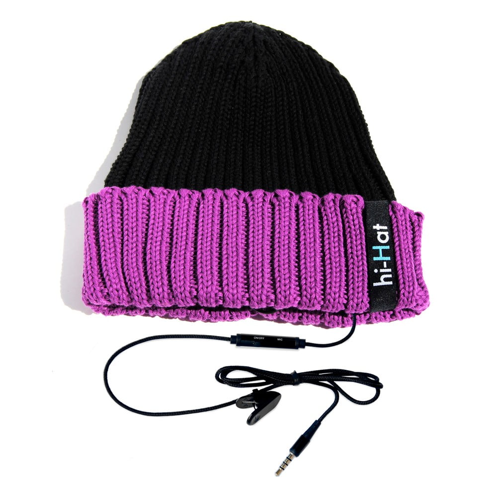 Hi-Hat Zimní čepice se sluchátky, černá/fialová