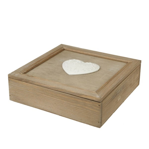 Dřevěná krabička na čaj Srdce