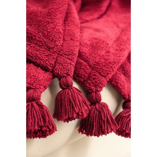 Červený přehoz z mikroplyše na dvoulůžko 200x220 cm Puffy – Mijolnir-image-2