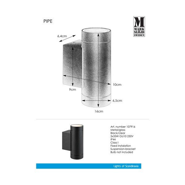Nástěnné venkovní svítidlo (výška 16 cm) Pipe – Markslöjd-image-2