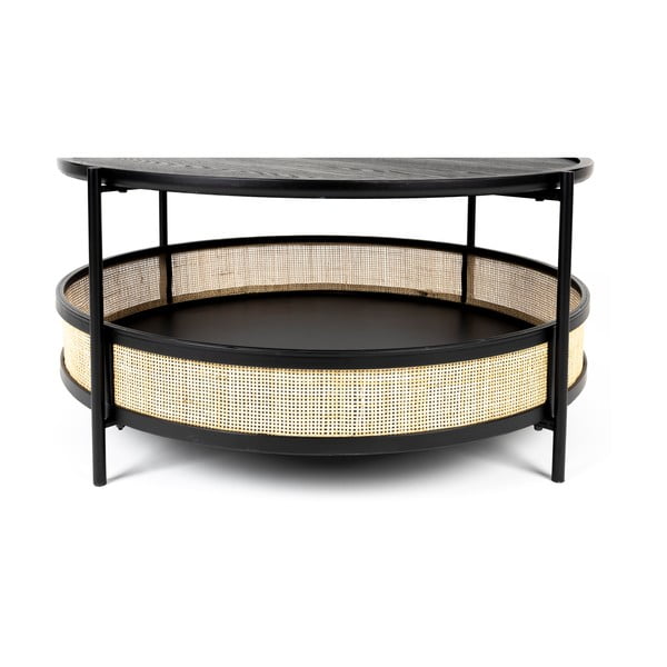 Kulatý konferenční stolek v černo-přírodní barvě ø 80 cm Makoto – White Label