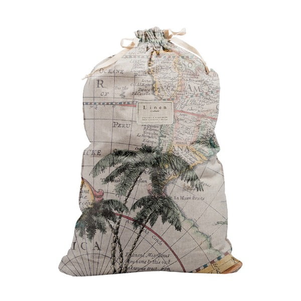 Látkový vak na prádlo s příměsí lnu Really Nice Things Bag Palm Trees, výška 75 cm