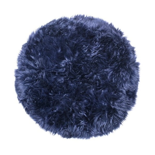 Tmavě modrý koberec z ovčí kožešiny Royal Dream Zealand, ⌀ 70 cm