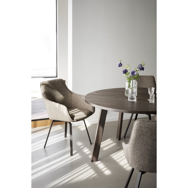 Tmavě hnědý kulatý rozkládací jídelní stůl v dekoru dubu ø 130 cm Glenside – Rowico-image-2