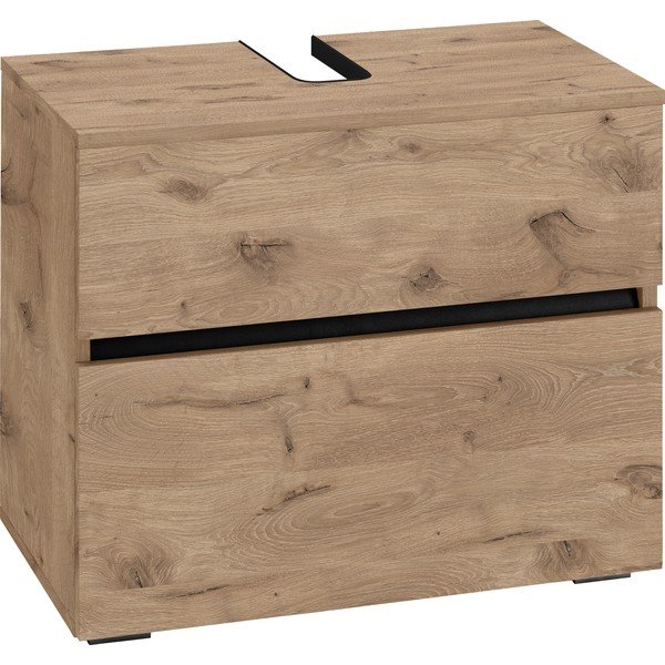 Skříňka pod umyvadlo v dekoru dubu v přírodní barvě 60x55 cm Wisla – Støraa-image-2