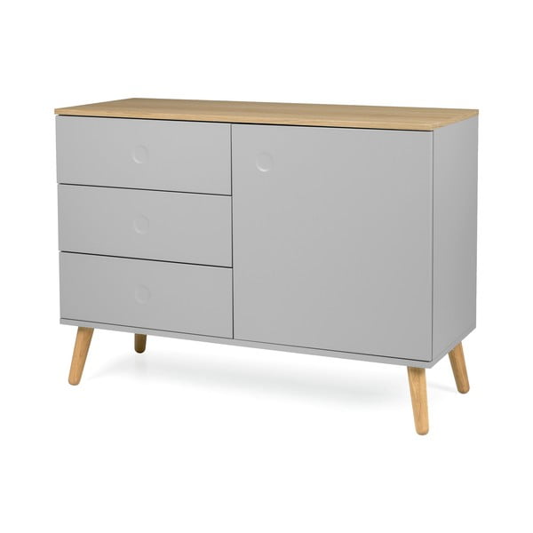 Šedá nízká komoda v dekoru dubu 109x79 cm Dot – Tenzo-image-2