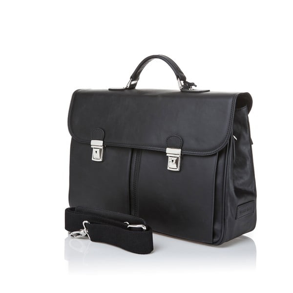 Černá pánská aktovka z telecí kůže Ferruccio Laconi Brief-image-1