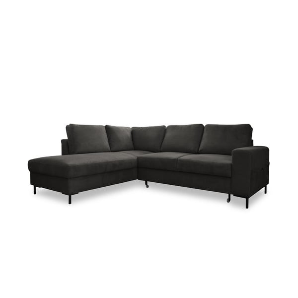 Tmavě šedá manšestrová rozkládací rohová pohovka (levý roh) Lofty Lilly – Miuform