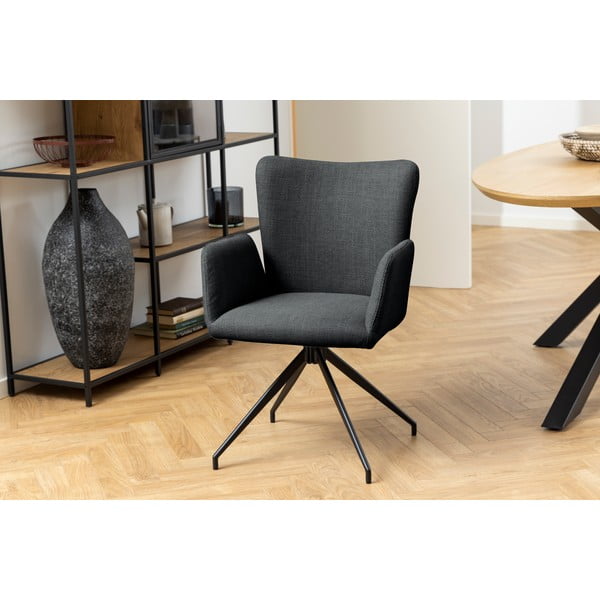 Tmavě šedá čalouněná jídelní křesla v sadě 2 ks s područkami Laura – Actona-image-2