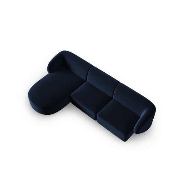 Modrá sametová rohová pohovka (levý roh/s lenoškou) Paolo – Milo Casa-image-2