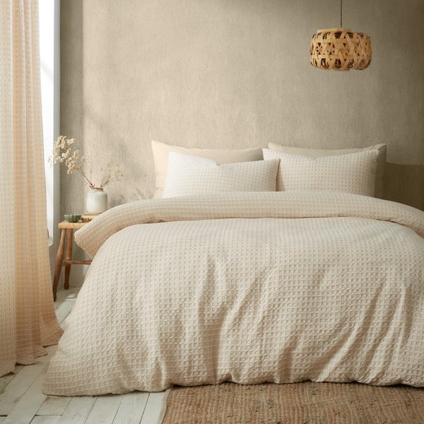 Béžové povlečení na dvoulůžko 200x200 cm Muscat Waffle – Pineapple Elephant-image-2