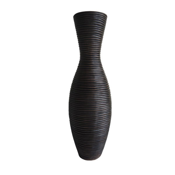 Tmavě hnědá váza Stripes, 57 cm