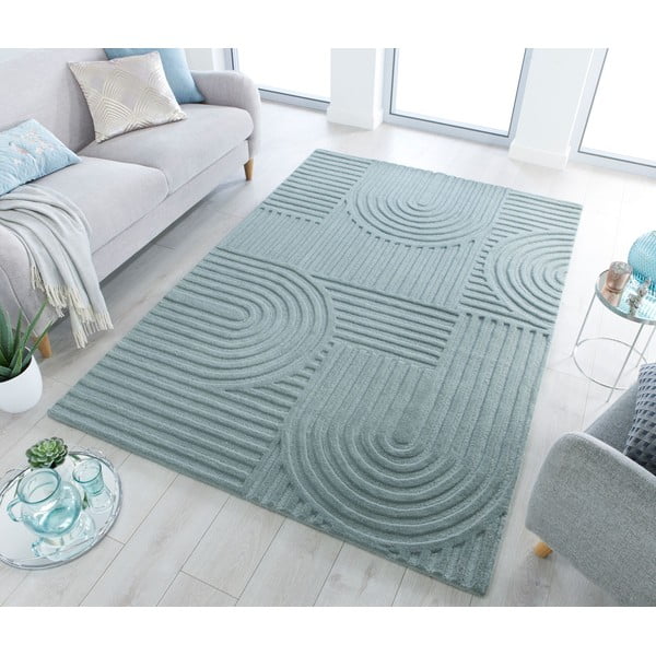Tyrkysový ručně tkaný vlněný koberec 200x290 cm Zen Garden – Flair Rugs-image-1