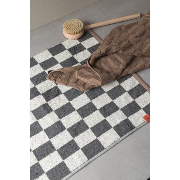 Antracitová/béžová koupelnová předložka do sprchy z bio bavlny 50x80 cm Retro – Mette Ditmer Denmark-image-1