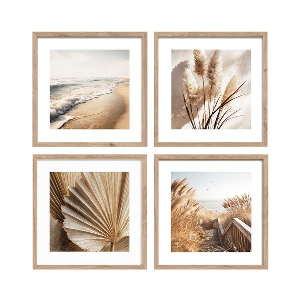 Tištěné obrazy v sadě 4 ks s rámem 30x30 cm Boho Dreams – Styler