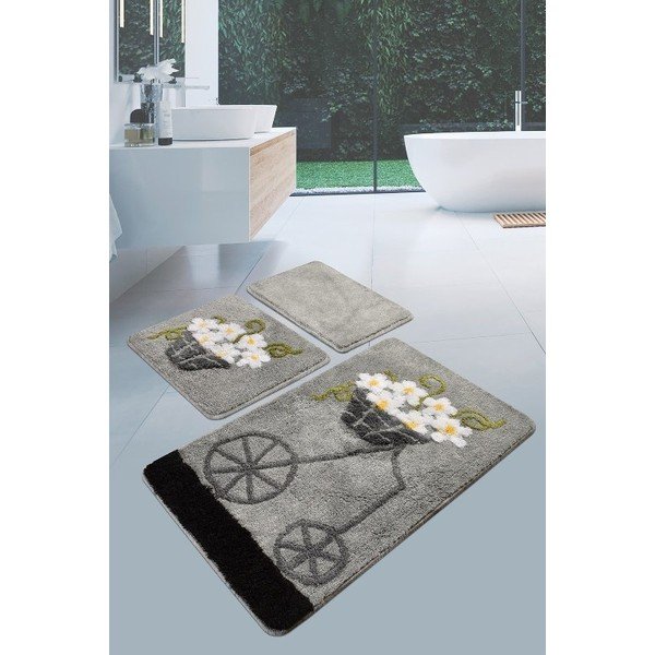 Šedé koupelnové předložky v sadě 3 ks 100x60 cm Alacati – Foutastic-image-1