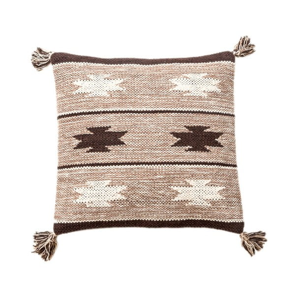 Béžovohnědý ručně tkaný polštář Navaei & Co Kalush Kilim, 45 x 45 cm