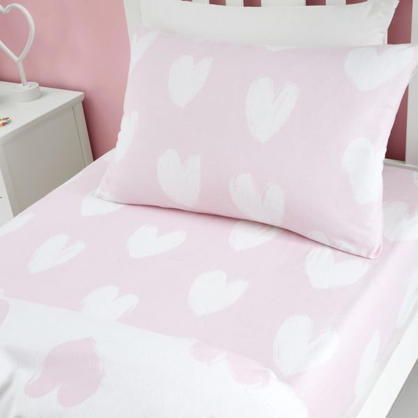 Flanelové dětské prostěradlo na jednolůžko 90x190 cm Hearts – Catherine Lansfield