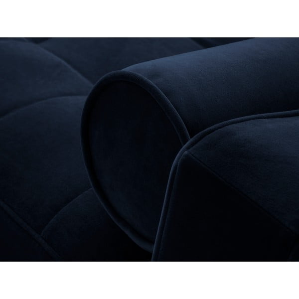 Modrá sametová rozkládací rohová pohovka Milo Casa Santo, pravý roh-image-1