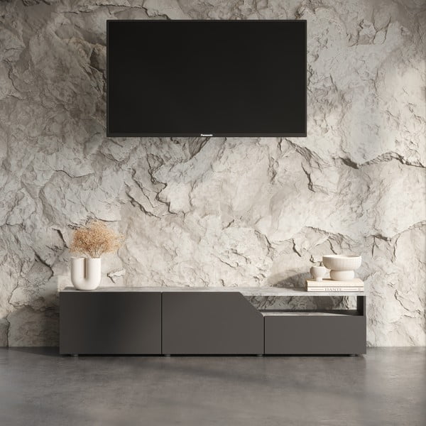 Černý TV stolek v dekoru betonu 180x38 cm Verone – TemaHome-image-1