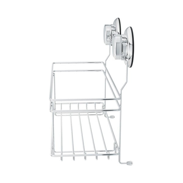 Samodržící kovová koupelnová polička ve stříbrné barvě Bestlock Bath – Compactor-image-4