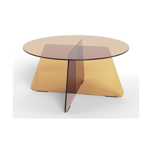 Hnědý skleněný kulatý konferenční stolek ø 80 cm Samos – Actona