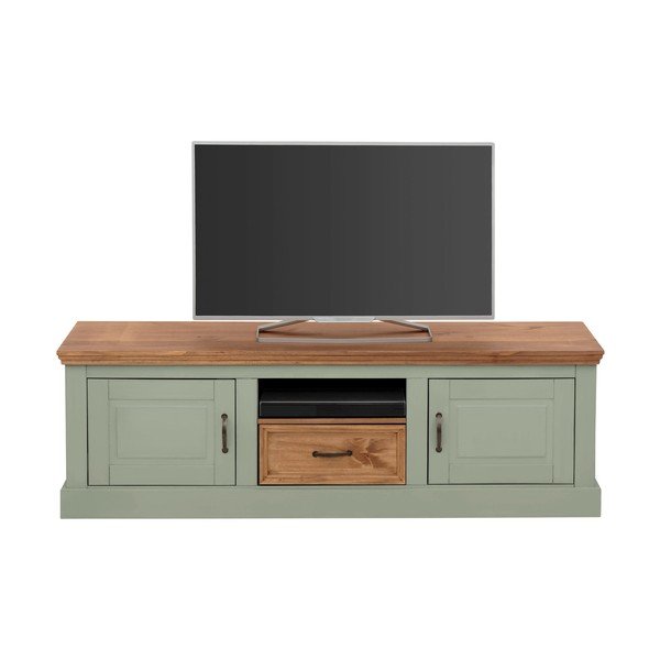 Světle zelený TV stolek z borovicového dřeva 160x50 cm Selma – Støraa