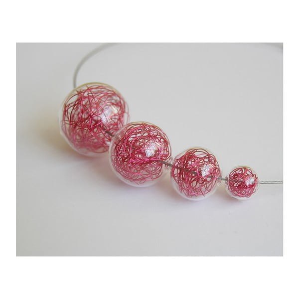 Růžový skleněný náhrdelník Ko–ra–le Wired