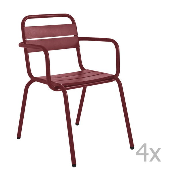 Sada 4 tmavě červených zahradních židlí Isimar Barceloneta