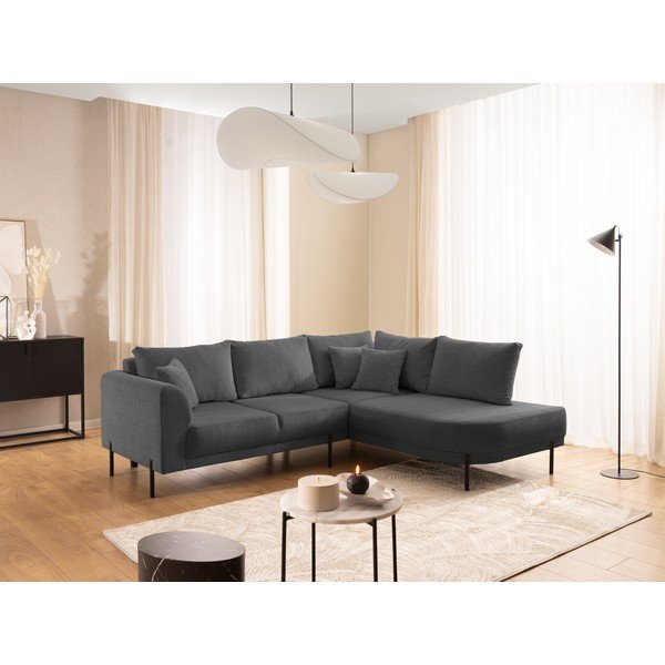 Tmavě šedá žinylková rohová pohovka (pravý roh/do L) Mauris  – Ropez-image-1