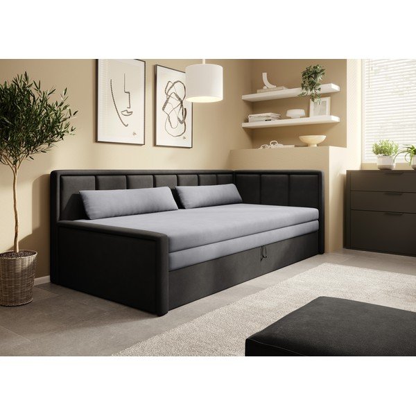 Tmavě šedá žinylková rozkládací/s úložným prostorem pohovka 214 cm Fulgeo – ELTAP-image-1