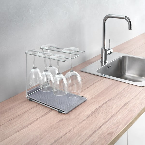 Ocelový držák na skleničky na víno ve stříbrné barvě Calix – Metaltex-image-4