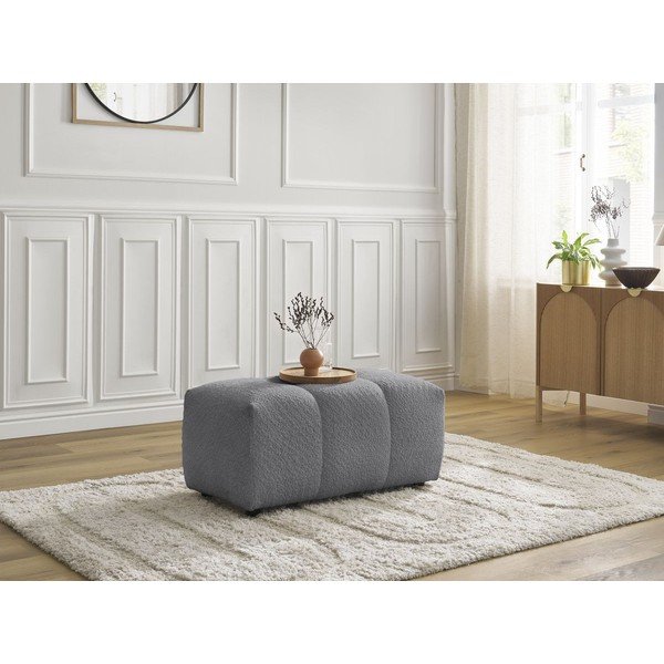 Šedá podnožka z textilie bouclé Roxelane – Bobochic Paris-image-4