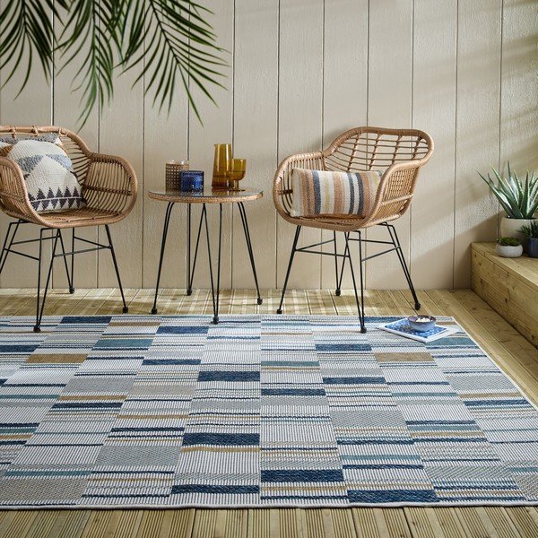 Žluto-modrý vnitřní a venkovní koberec 160x230 cm Rosco Geo – Flair Rugs-image-1