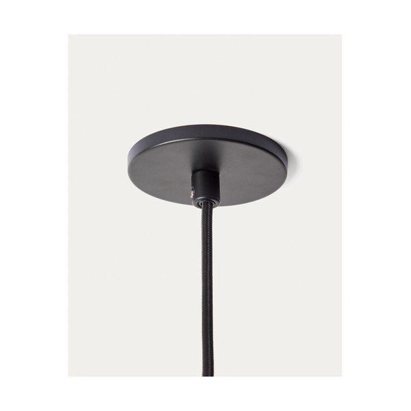 Bílé/černé kovové závěsné svítidlo se skleněným stínidlem ø 26 cm Idela – Kave Home-image-4