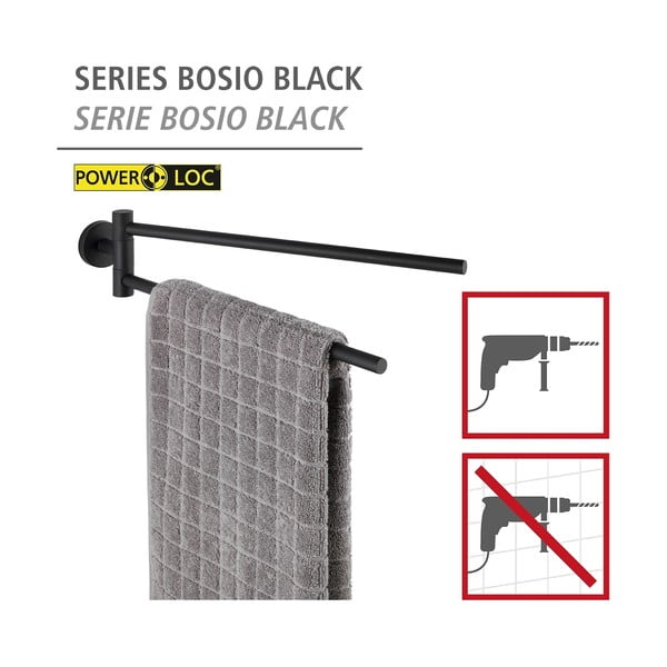 Matně černý samodržící držák na ručníky z nerezové oceli Bosio – Wenko-image-2