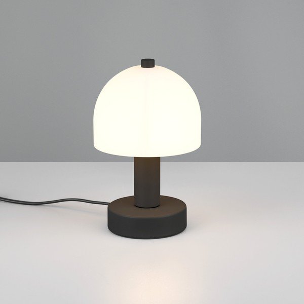 Černo-bílá stolní lampa se skleněným stínidlem (výška 19 cm) Glenn – Reality-image-1